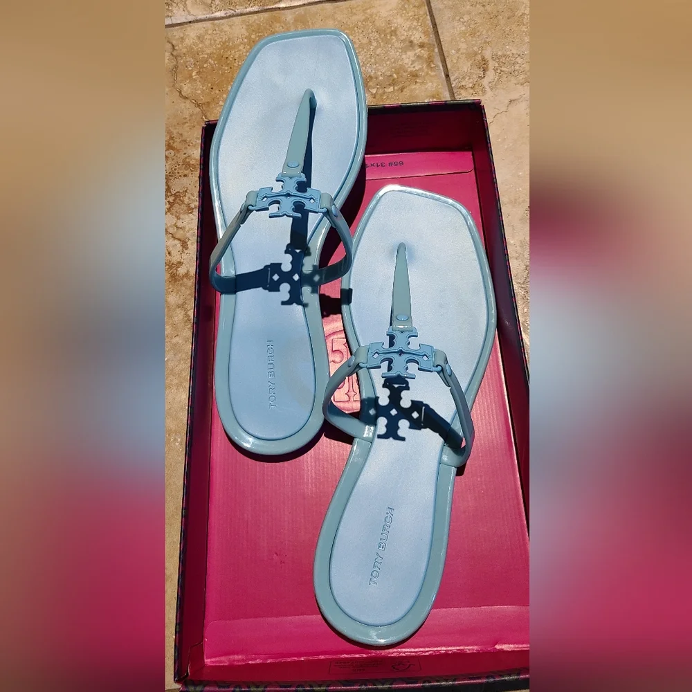 Tory Burch Roxanne Jelly Sandals Island Blue Women's Size 9 - Picture 2 of 6
